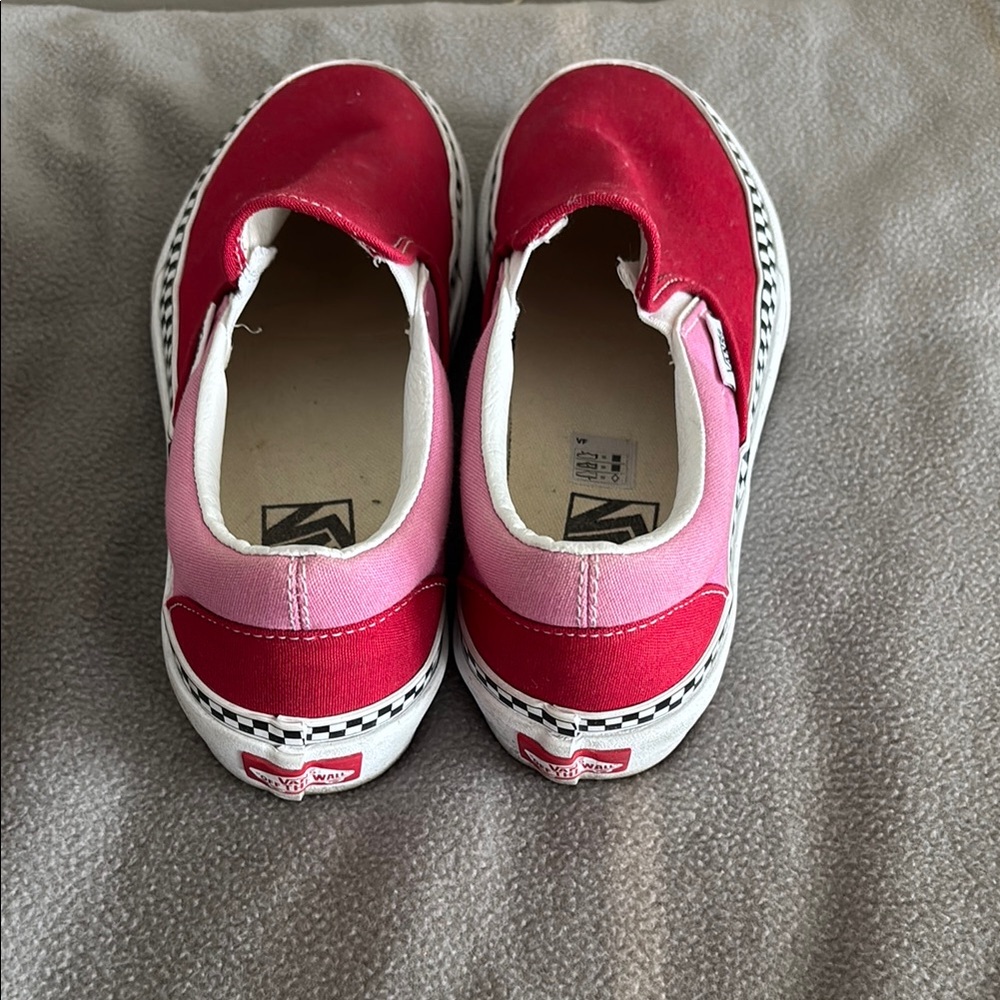 Vans Red and Pink Canvas Sneakers with Classic Design